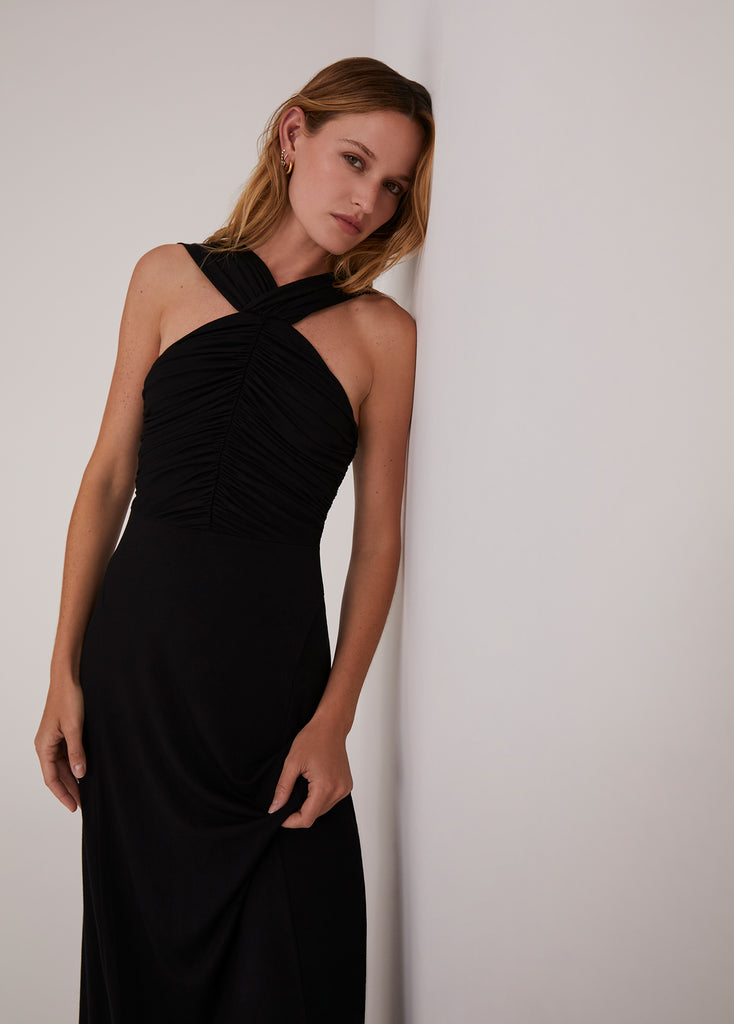 美品！My shawty vivienne sheer sleeve dress VIVIENNE Black Women's Mock Neck Midi Dress – Steve Madden