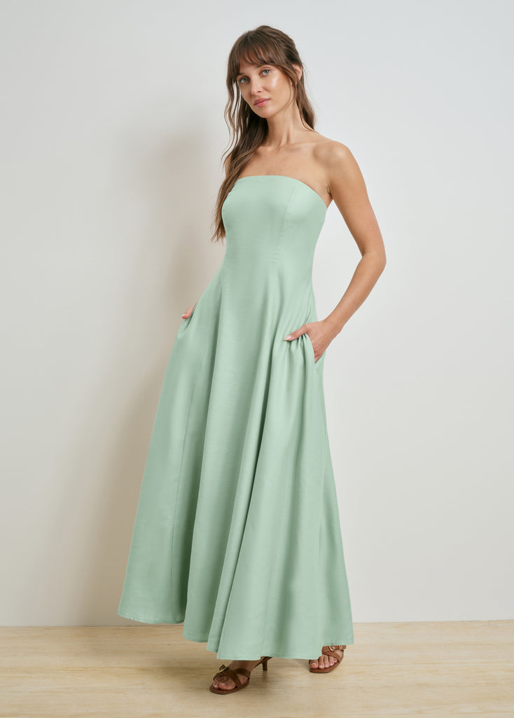 The Favorite Linen Dress Light Sage 16 by Favorite Daughter 67% Lyocell 33% Linen Midi Dress for Women