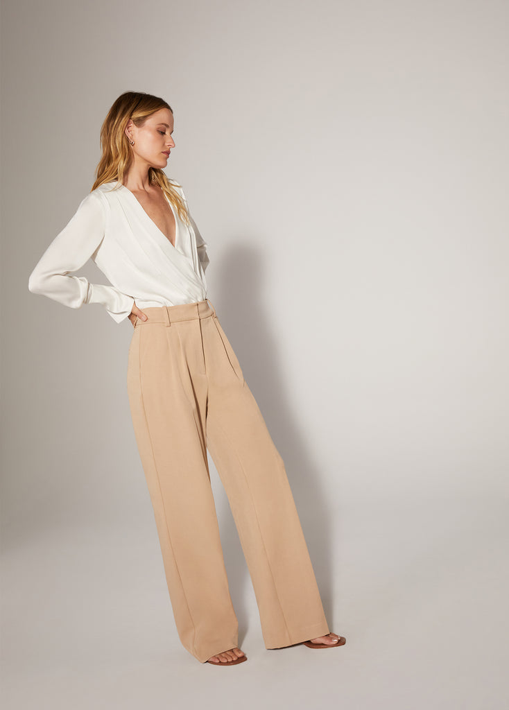 Shop Stylish Cream Pleated Pants Online at Great Price