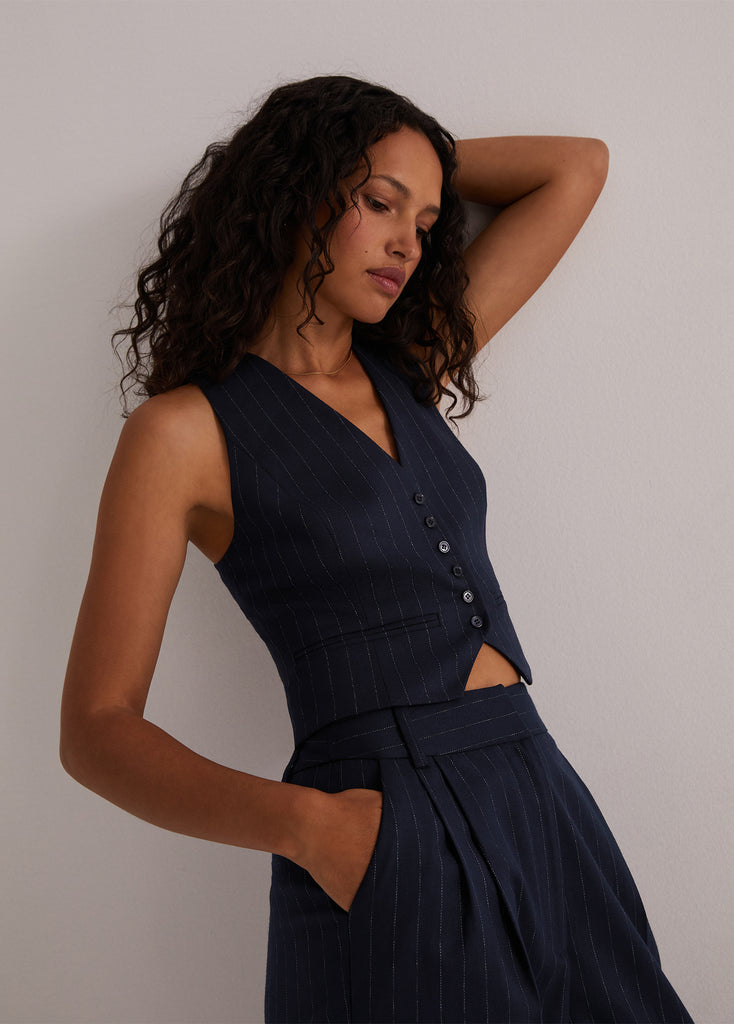 The Favorite Vest Navy Pinstripe / XL The Favorite Vest Navy Pinstripe / XL