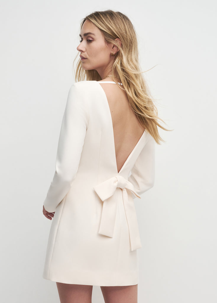 The Long Sleeve Meet Cute Dress Ivory for Women, 72% Polyester, 22% Rayon, 6% Spandex, Size 12