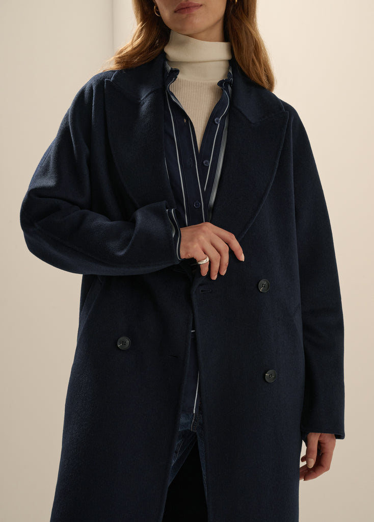 Lucca Wool Blend  Coat（rich navy） The Luca Coat in Navy | Women's Winter Coats | Favorite Daughter
