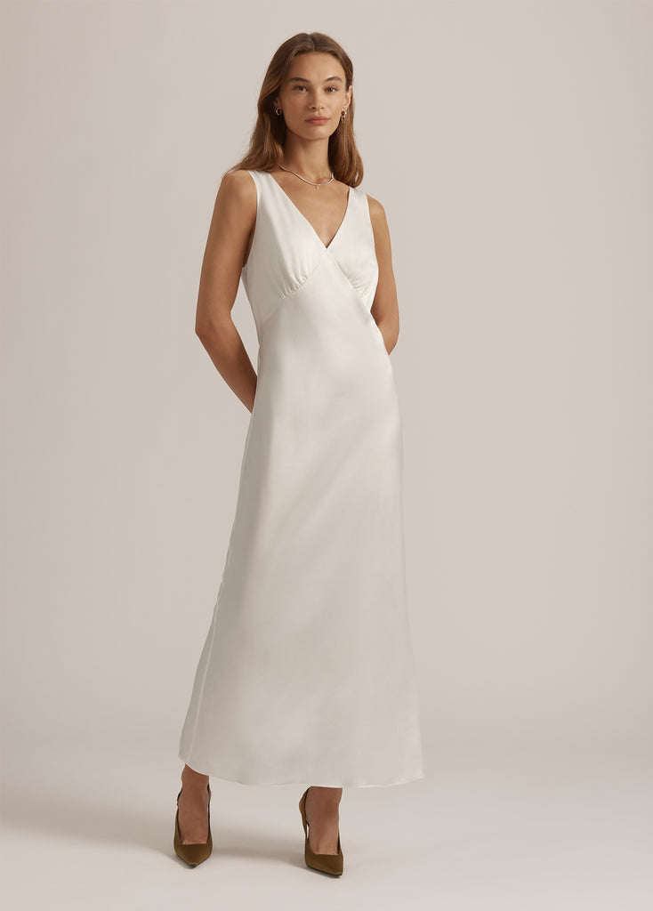 The Anyday Anytime Dress Ivory for Women, Size 6, Cupro Viscose Blend, Favorite Daughter