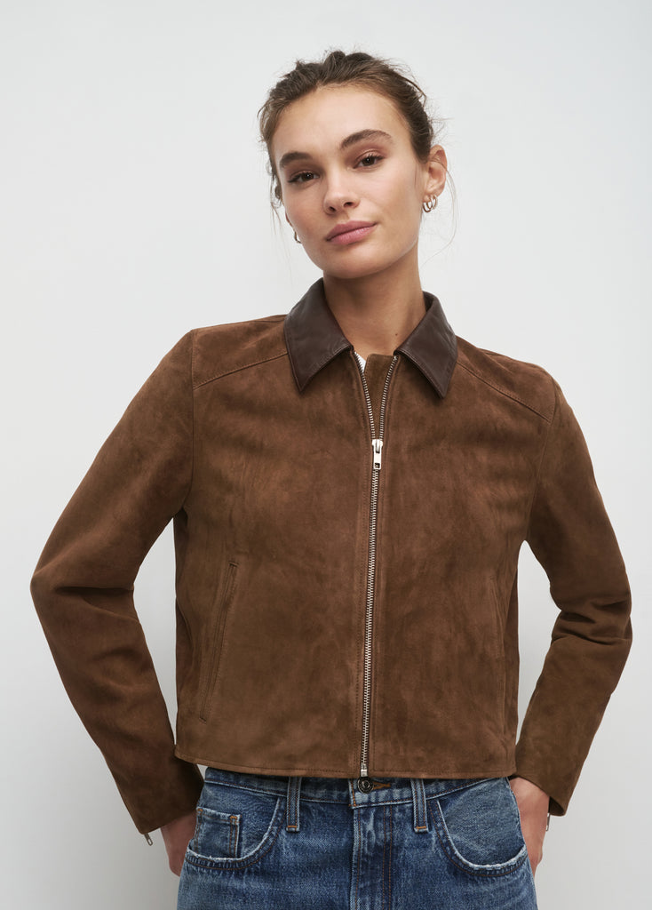 Suede Short Coat in Tobacco | Women's Coats