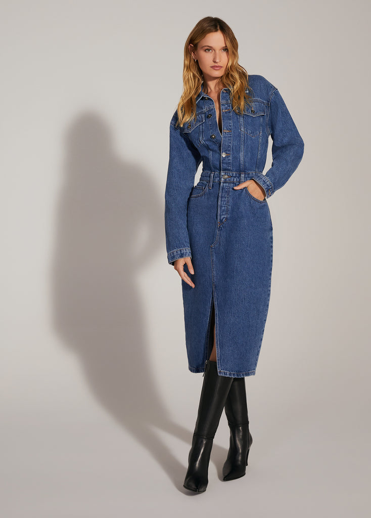 COS Denim Midi Shirt Dress in Blue