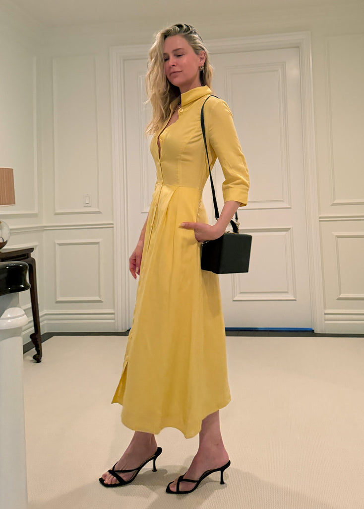 The Becky Dress by Favorite Daughter, Golden, Linen Blend, Slim Fit Dress for Women, Size L