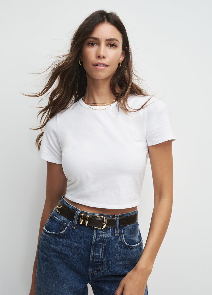 Laura Crop Satin Shirt White
