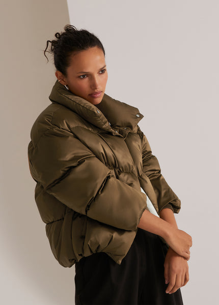 Khaki oversized 2024 puffer jacket