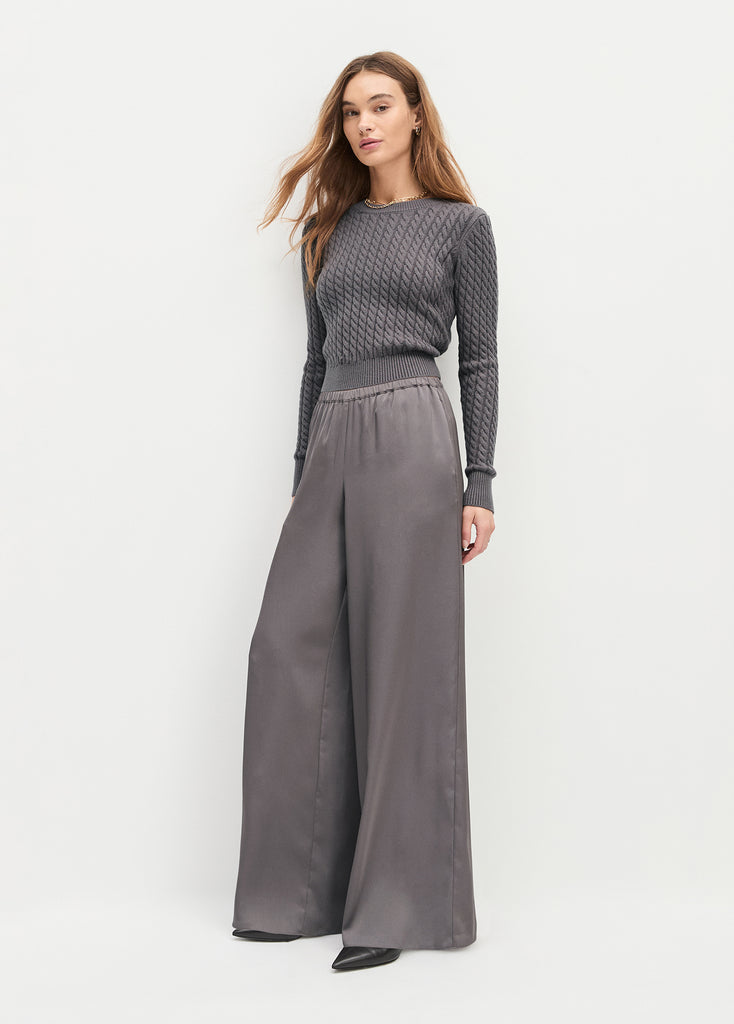 Evelyn® | Light Grey Casual Top and Wide-leg Pants Set