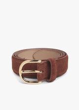 Tan Gold Suede Juni Belt | Stylish women display picture 3