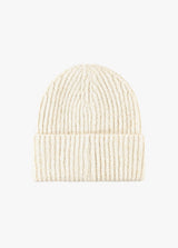 Favorite Daughter Ivory The Logo Patch Rib Beanie Wool Blend FDWC533562 Womens Favorite Daughter Ivory Knit Beanie main image 4