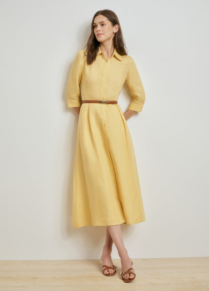 The Becky Dress by Favorite Daughter, Golden, Linen Blend, Slim Fit Dress for Women, Size L
