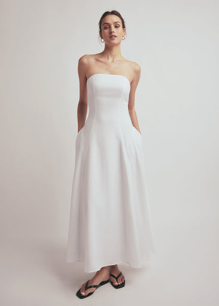 Valentina Linen Dress White