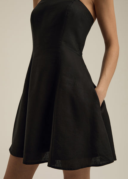 black linen strapless mini dress Ginger Strapless Sweetheart Mini Dress Black main image 1