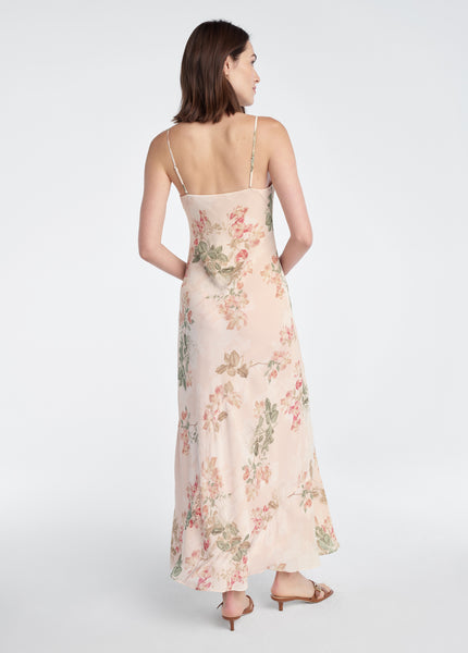 The Favorite Daughter Light Peach Rose Maxi Dress, XL, 100% Viscose