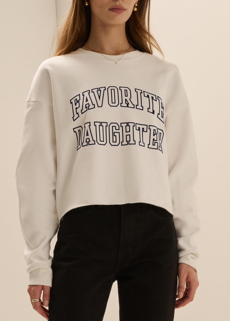 THE CROPPED FAVORITE DAUGHTER FLOCKED SWEATSHIRT
