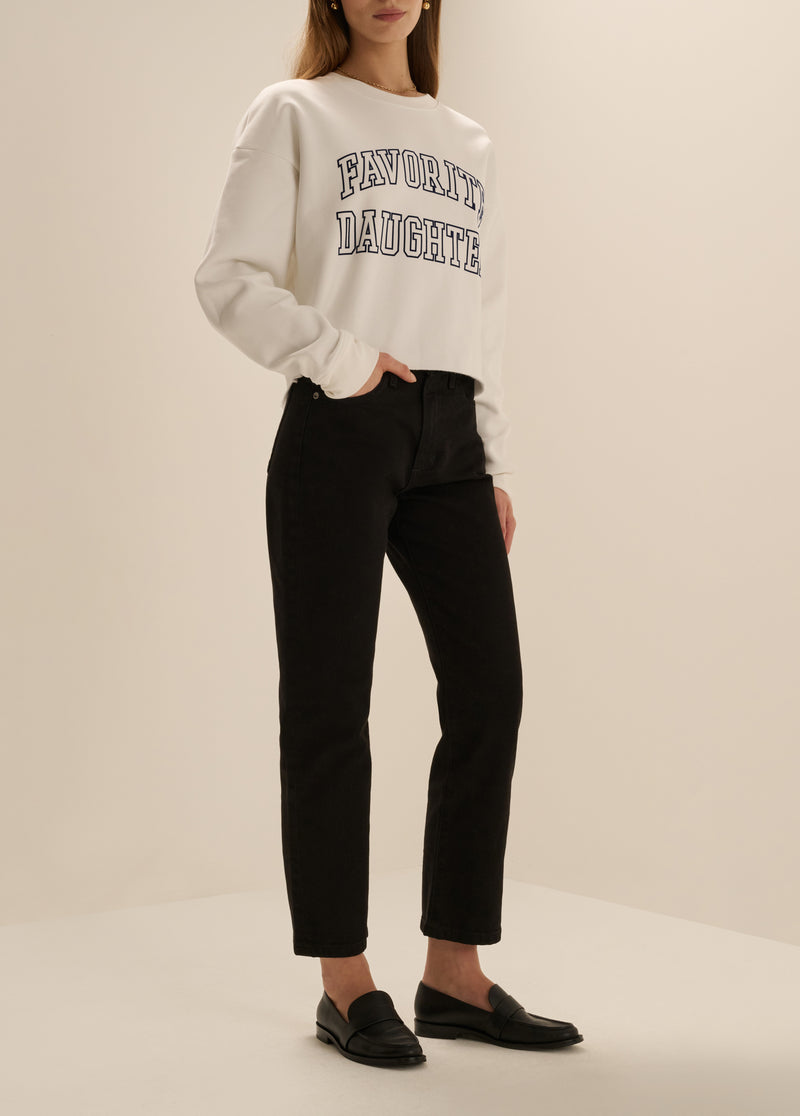 THE CROPPED FAVORITE DAUGHTER FLOCKED SWEATSHIRT