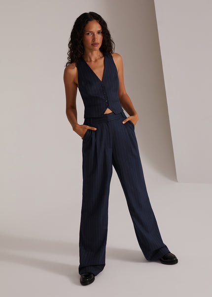Le Suit Women's Petite Pinstriped Pants Suit Navy Size 12P