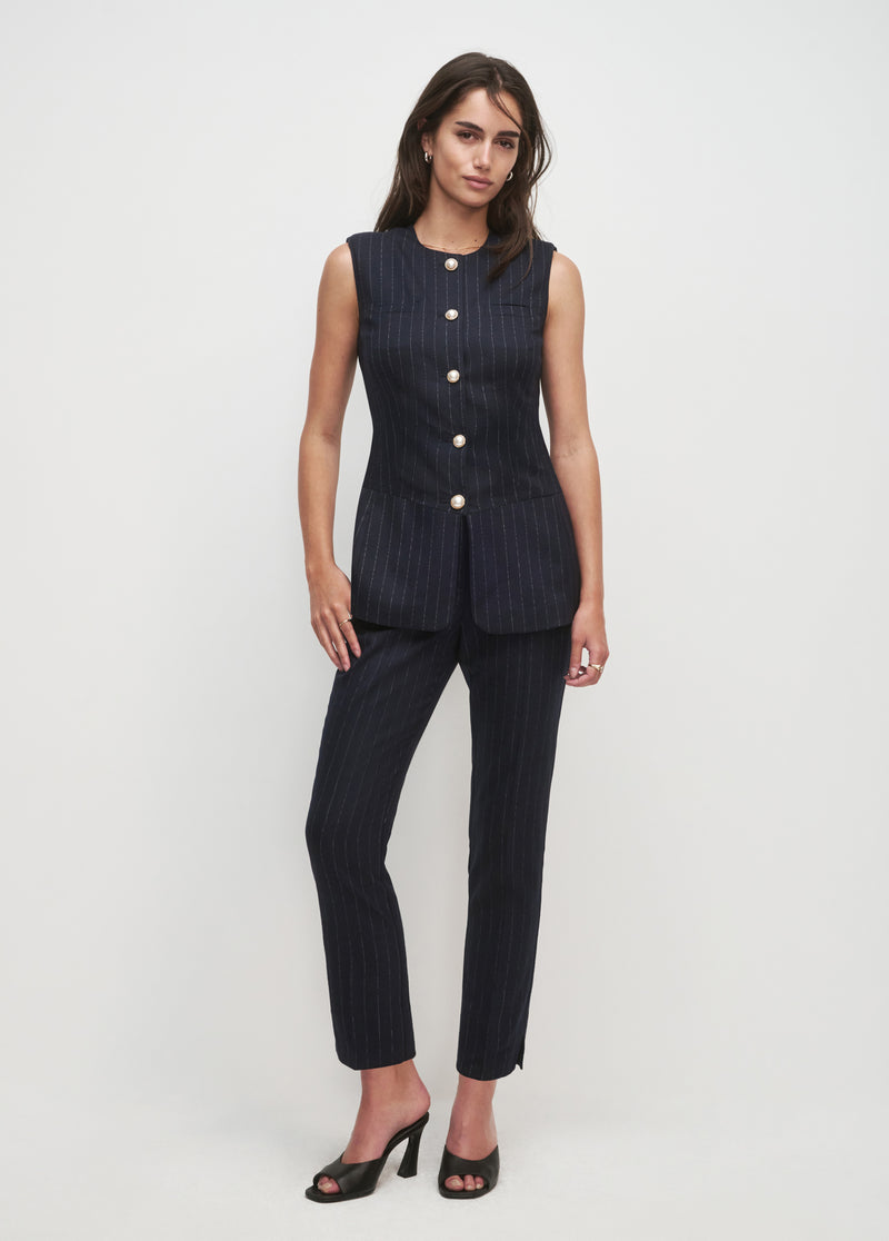 navy pinstripe