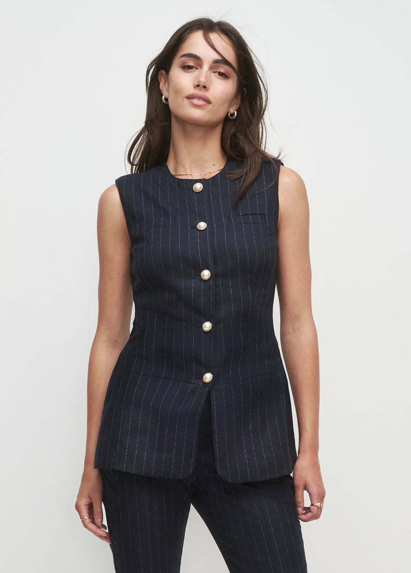 navy pinstripe