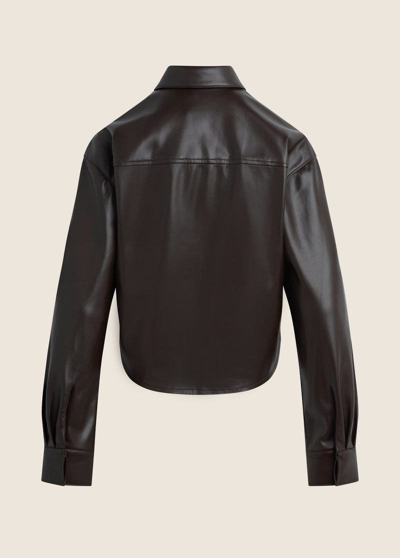 THE VEGAN LEATHER CROP BRADY SHIRT