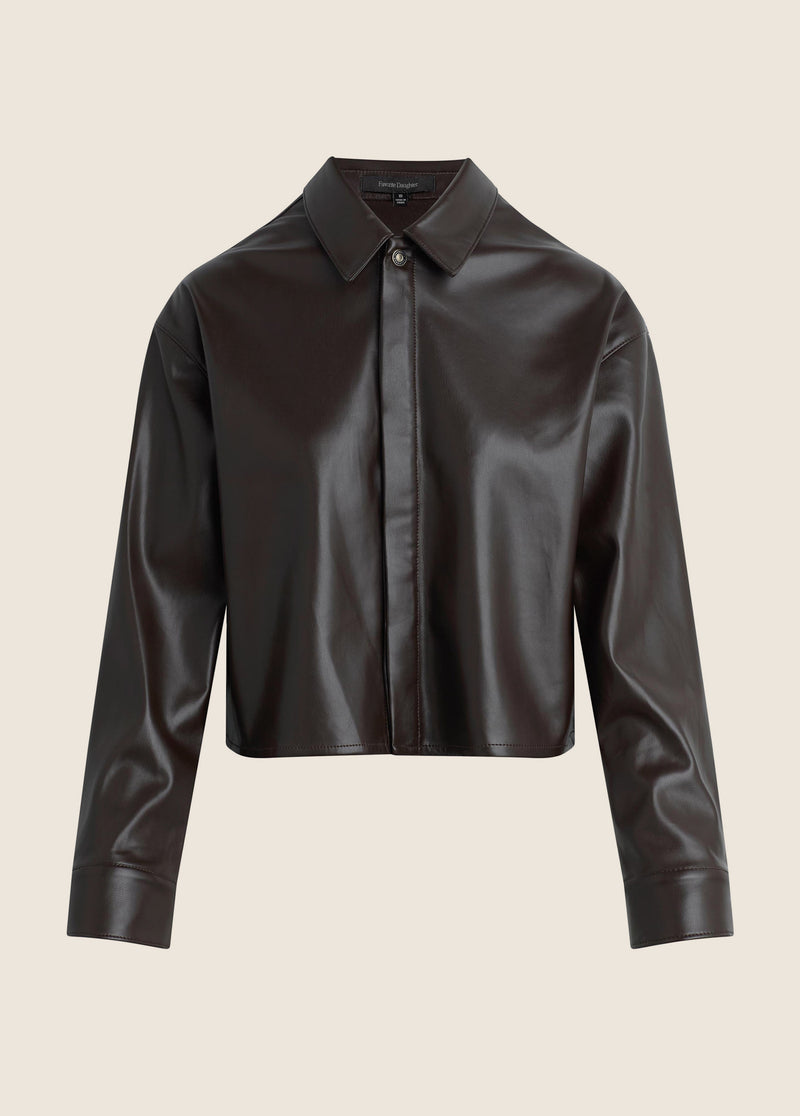 THE VEGAN LEATHER CROP BRADY SHIRT