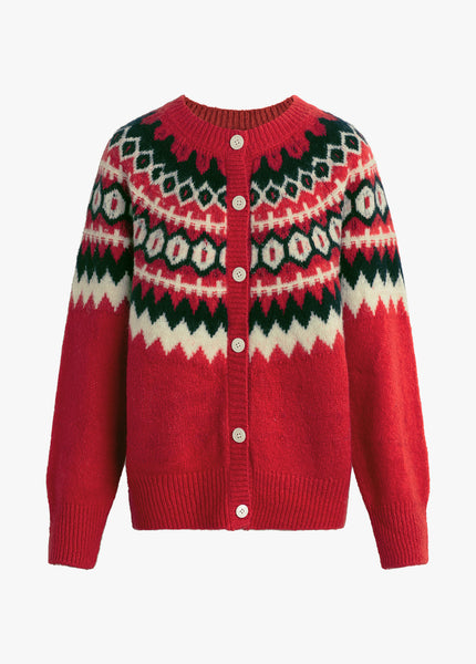 90s Kids Fair Isle Knit 2024 Cardigan Sweater