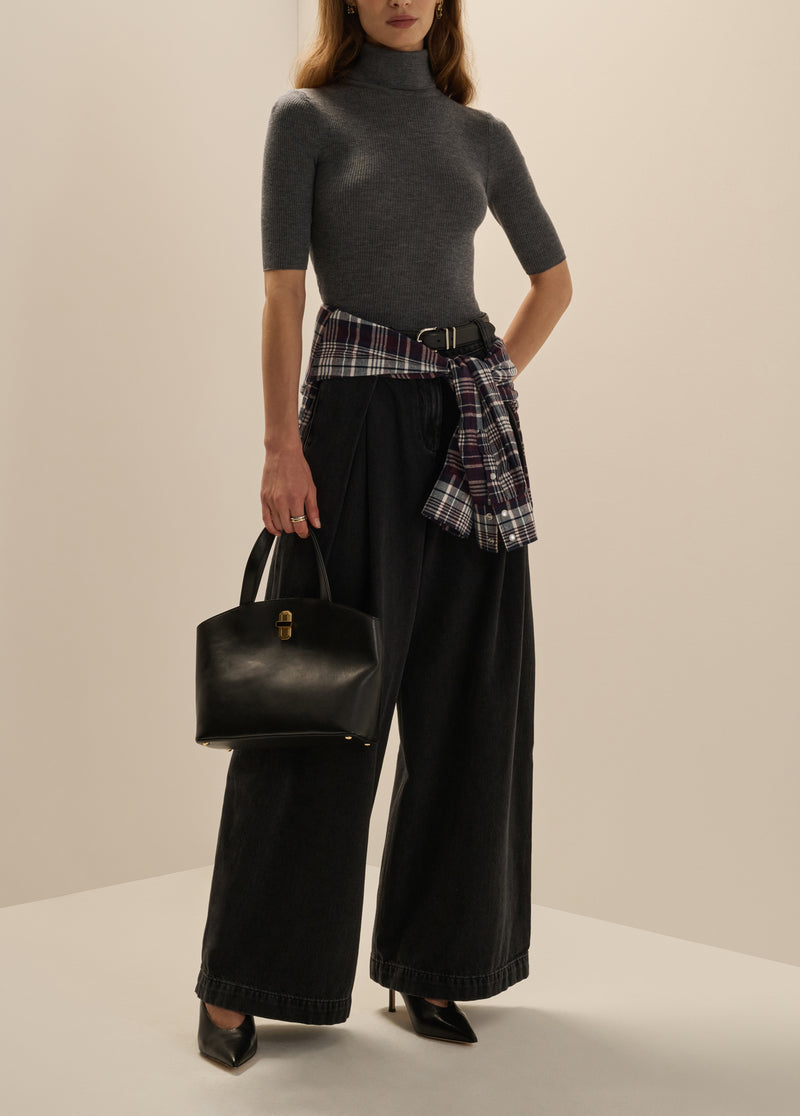 THE PETITE DENIM PLEATS FOR DAYS PANT