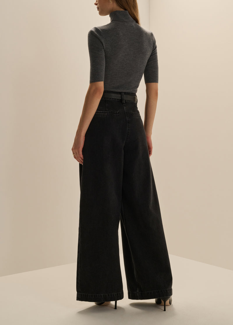 THE PETITE DENIM PLEATS FOR DAYS PANT