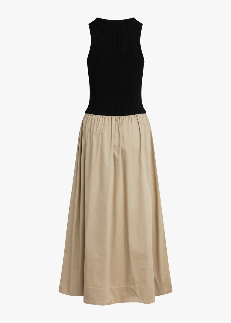black and khaki dress Tanya Taylor | Robbie Dress | Dark Khaki/black