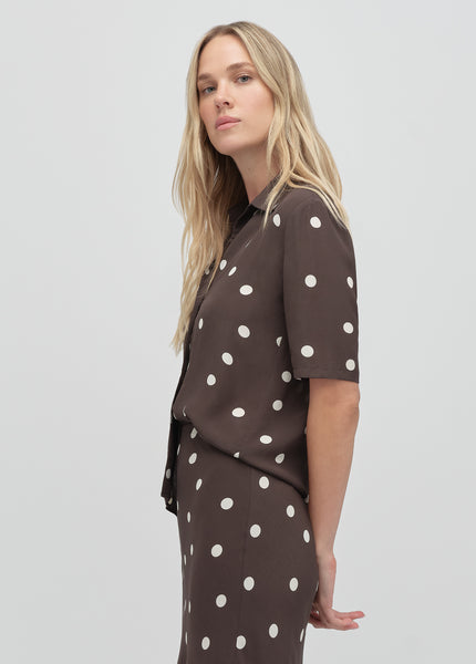 The Sunny Shirt Espresso Polka Dot | Relaxed Fit with Playful