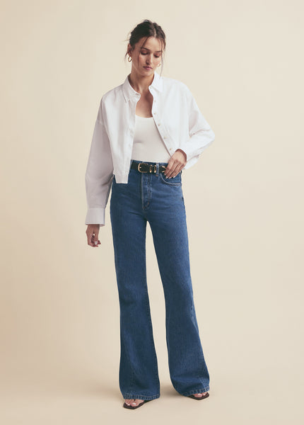 Crosby High Rise Crop Flare Jeans - Ivory