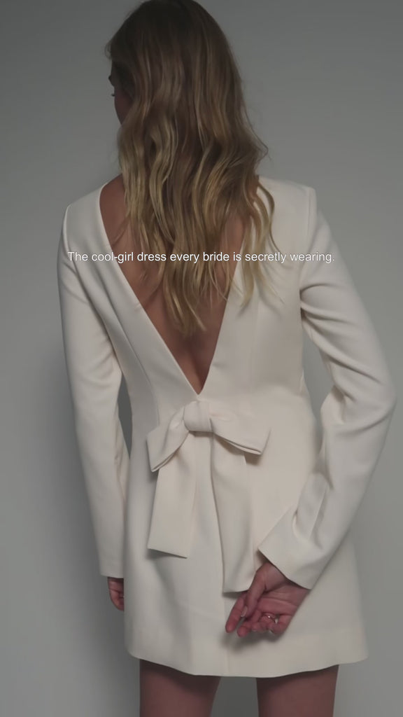The Long Sleeve Meet Cute Dress | Elegant Mini with Bow Back